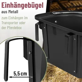 Kerbl Transportkrippe, Futtertrog zum Einhängen, Turnier-Futterkrippe mit Tragegriff, schwarz