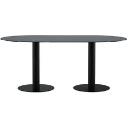 Pillan Esstisch 100x180cm glas schwarz Marmor Dekor.