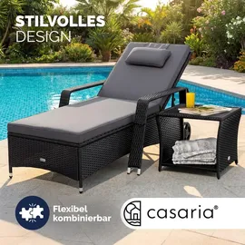 CASARIA Sonnenliege 90 x 43 x 165 cm Schwarz/Anthrazit