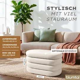 Blumtal Sitzhocker mit Stauraum Bouclé 42 x 42,5 x 76 cm Beige