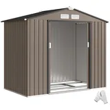 ComfortXL Gerätehaus, Braun, Metall, 130x185x213 cm, Aufbewahrung & Schutzhüllen, Geräteschuppen