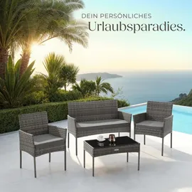 Tectake tectake® Rattan Gartenset Palese für 4 Personen