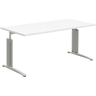 Röhr-Bush röhr Techno höhenverstellbarer Schreibtisch weiß rechteckig, C-Fuß-Gestell silber 160,0 x 80,0 cm