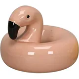 Lustige Schwimmfigur aus Porzellan – Ring-Flamingo, rosa, 8 x 8 x 6,5 cm