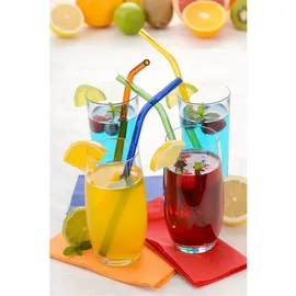 Gräwe Trinkhalm-Set 5-TLG, Hartglas, bunt