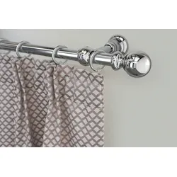 Gardinenstange GARESA "ANDREA", grau (chromfarben), L:210cm Ø:20mm, Metall, Gardinenstangen, Vorhanggarnitur, verlängerbar, Endknopf Kugel lang, mit Ringen