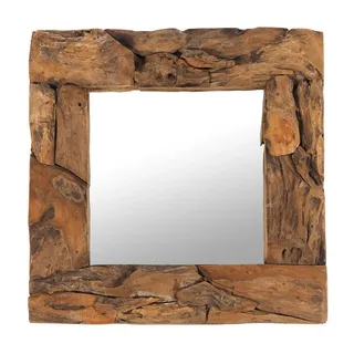 DESIGN DELIGHTS Wandspiegel, Braun, Holz, 50x50x3 cm, Spiegel, Wandspiegel