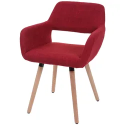 Esszimmerstuhl MCW-A50 II, Stuhl Küchenstuhl, Retro 50er Jahre Design ~ Textil, purpurrot