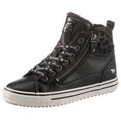 Sneaker, mit bedrucktem Fellimitat-Kragen, Gr. 39, schwarz, , 84600618-39