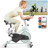 DeerRun Heimtrainers Fahrrad mit Magnetischem Widerstand, Indoor Fitnessbike Heimtrainer mit APP Tracking, Kardio Training Ergometer Fahrrad, Hometrainer Fahrrad 136 kg Belastbar