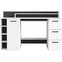 OTTO home Schreibtisch OTTO HOME "Moid", weiß (weiß, weiß, weiß), B:140cm H:74cm T:55cm, Tische, Schreibtisch, mit Schubladen, Tastaturauszug und Monitorablage, Breite 140 cm