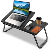 Klappbarer Laptop-Tisch mit Getränkehalter, tragbarer Betttisch für Laptop, Lesen, Essen & Arbeiten, klappbarer Notebook-Ständer für Sofa, Bett, Balkon
