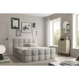 Fun Möbel Boxspringbett Schlafzimmerbett SATINE PREMIUM 160x200cm Stoff Coral Beige - Beige