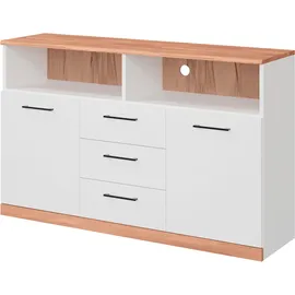 OTTO home Ribe Sideboard 130 cm x 80 cm Weiß/Kernbuche Massivholz