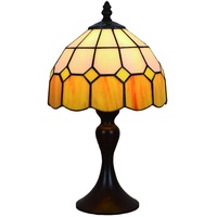 Tokira Vintage Tiffany Tischlampen Gelbe 8 Zoll, E14 Tiffany Tischlampe Antik Original, Glasmalerei Lampen Mediterrane Schlafzimmer Nacht Lampenschirme Wohnzimmer(Ohne Glühbirnen)