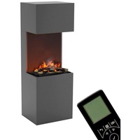 Glow Fire Wasserdampf Kamin Beethoven (Standkamin) - Elektrokamin mit realistischen LED 3D-Flammen, Knistereffekt & Fernbedienung, 60x170x50 cm - Opti-Myst 600 Elektro Kamin mit Holz-Deko, Grau