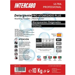 Intercabo Waschpulver mit Aktivsauerstoff und Enzymen für Waschmaschinen 40kg| Für weiße und bunte Wäsche | XXL Profi Waschmittel | 4 x 10 Kg
