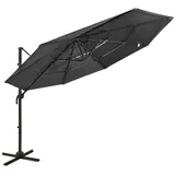furnicato Sonnenschirm mit Aluminium-Mast 4-lagig Anthrazit 3x3 m
