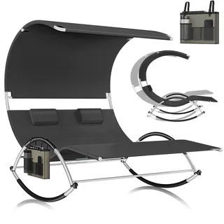 Kesser Doppel-Sonnenliege Doppelliege 240 x 120 x 80 cm Schwarz