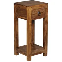 KADIMA DESIGN Beistelltisch Sheesham, 30x30x68cm, mit Ablage und Schublade - Handgefertigt