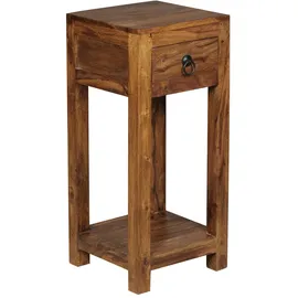 KADIMA DESIGN Beistelltisch Sheesham, 30x30x68cm, mit Ablage und Schublade - Handgefertigt