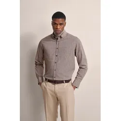 Langarmhemd BUGATTI, Herren, Gr. 3XL, Normalgrößen, braun, 100% Baumwolle, kariert, casual, normal, Langarm eckige 2-Knopf-Manschette, Hemden, mit moderner Passform