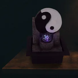 Lemodo Zimmerbrunnen mit LED-Beleuchtung, Dekobrunnen “Yin Yang” für die Wohnung