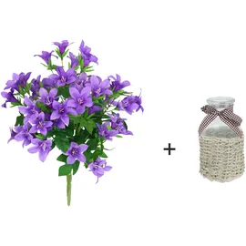I.GE.A. Kunstblume I.GE.A. "Glockenblumen-Strauß in Vase", lila (violett), B:24cm H:36cm L:20cm, Polyester, Kunstpflanzen, Sternblumen Blumen Dekoblumen Künstlich Bouquet Blumenstrauß