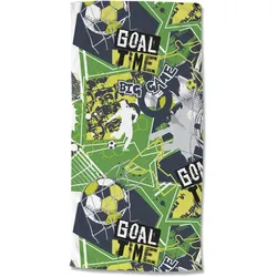 Strandtuch GOOD MORNING "Goaltime", grün, B:75cm L:150cm, Velours, Velours, Handtücher (Packung), Kinder Strandtuch, Mikrofaser, Velours, saugfähig, weich, leicht, bunt