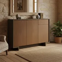 Dmora Sideboard Aneto 134 x 35 x 87 cm Braun/Walnuss