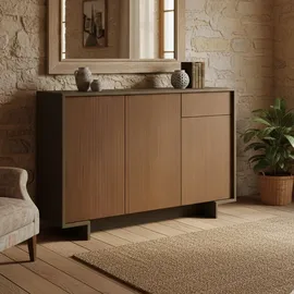 Dmora Sideboard Aneto 134 x 35 x 87 cm Braun/Walnuss