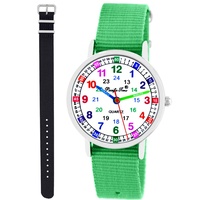 Kinder Armbanduhr Mädchen Jungen Lernuhr Kinderuhr uni 2 Armband grün + schwarz