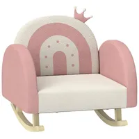 AIYAPLAY Sessel Kindersessel, Kindersofa mit Krone Dekor, Samtoptik (Schaukelstuhl, 1-St., Kinderstuhl), für Schlafzimmer, Spielzimmer, Rosa rosa