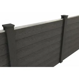prestige home WPC Sichtschutzzaun Caracas 180 x 900 cm Anthrazit 5 Zaunelemente + 6 Pfosten