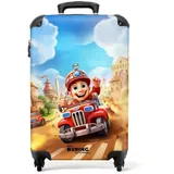 NoBoringSuitcases.com© Kinderkoffer Feuerwehr - Jungen - Kinder - Auto 55x35x20cm, 4 Rollen, Kinder Koffer Klein, Trolley Handgepäck bunt 35 cm x 55 cm x 20 cm