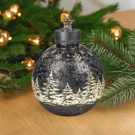 Formano Deko-Kugel Frosty grau 30cm mit LED Licht Timer Beleuchtete Glaskugel - Grau