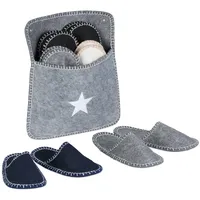 Relaxdays 6 Paar Gästehausschuhe aus Filz Weiß,Dunkelblau,Grau