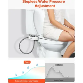 Vevor Bidetaufsatz ultradünner Toilettensitz-Aufsatz mit 2 einziehbaren Düsen & einstellbarem Wasserdruck, nicht elektrischer Kaltwassersprüher für die Wasserwäsche vorne & hinten WC-Aufsatz