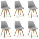 Homestyle4u Esszimmerstuhl Holz/Kunststoff gepolstert grau 6er Set