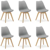 Homestyle4u Esszimmerstuhl Holz/Kunststoff gepolstert grau 6er Set