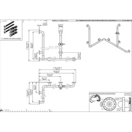 Sonstige Verlage pba 01 Duschhandlauf L 1160x760 mit BH 2 Stange 820mm Nylon