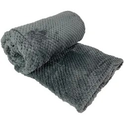 Jacquard Flanell-Decke Wohndecke Kuscheldecke 155x200cm Anthrazit
