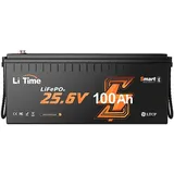 LiTime 24V 100Ah-200Ah Lithium Batterie mit BMS Solarakkus (24 V), Geeignet für Wohnmobile, Boote, Solaranlagen, Off-Grid-Systeme schwarz 215 mm