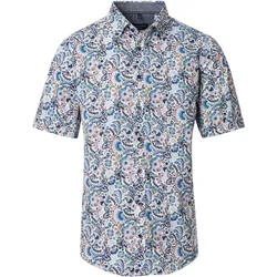 Kurzarmhemd CASAMODA "CASAMODA Freizeithemd Kurzarm Print", Herren, Gr. XXL, Normalgrößen, blau, 100% Baumwolle, bedruckt, lässig geschnitten, Hemden