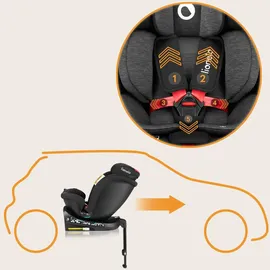 lionelo NAVY i-Size Drehbarer 360o Kindersitz, 40-150 cm, Gruppe 0+1 2 3, vorwärts- und rückwärtsgerichtete Montage, ISOFIX und Stützfuß, Verstellbare Kopfstütze und Rückenlehne, Dri-Seat Einsatz