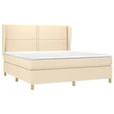 vidaXL Boxspringbett mit Matratze Creme 160x200 cm Stoff