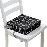 Surwin Rutschfeste Sitzerhöhung Stuhl Kind Sitzkissen Stuhl mit Sicherheits Schnalle, Sitzkissen Kinder Tragbare Sitzerhöhung Waschbar Zerlegbar Baby Sitzhilfe, Katze (Schwarz,40x40x10cm)