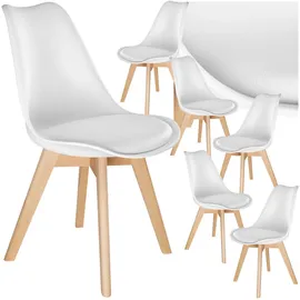 Tectake Esszimmerstuhl Frederikke Textil weiß 6er Set