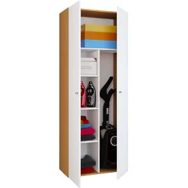 VCM Holz Besenschrank Staubsauger Putzschrank Vandol K 70 x 40 x 0 cm Weiß/Braun