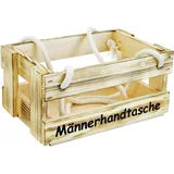 HW HOLZKISTEN-WELT Männerhandtasche aus Holz Geflammt - Bierträger Flaschenträger Getränketräger Geschenk